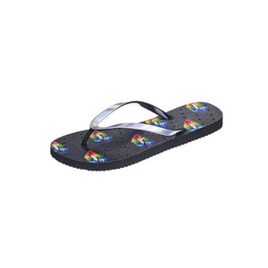 Small Image of shower flip flops with rainbow colored lips. Made by Showaflops