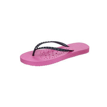 Load image into Gallery viewer, Side view of Antimicrobial Shower Shoes by Showaflops - hot pink with holes for drainage