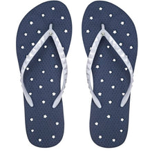 Load image into Gallery viewer, Full view of Anti-Slip Shower Flip Flops - The Navy Stars by Showaflops
