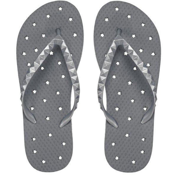 Shower Flip Flops with a Clean Pewter Stars Design | By