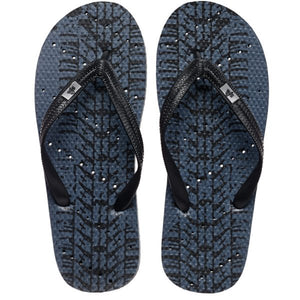 Image of shower flip flops by Showafops. Tire track design with non-skid hole pattern for drainage.