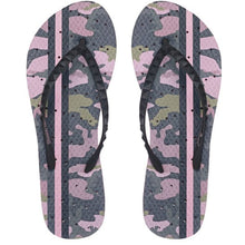 Load image into Gallery viewer, Image of shower flip flops by Showafops. Vintage camo design with hole pattern.