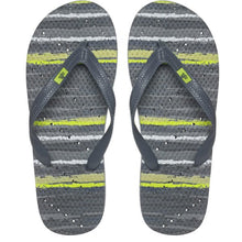 Load image into Gallery viewer, Image of shower flip flops by Showaflops. Stripe design with diagonal hole pattern..