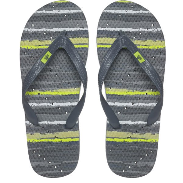 Image of shower flip flops by Showaflops. Stripe design with diagonal hole pattern..