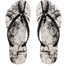 Load image into Gallery viewer, image of shower flip flops with an abstract print. Showaflops