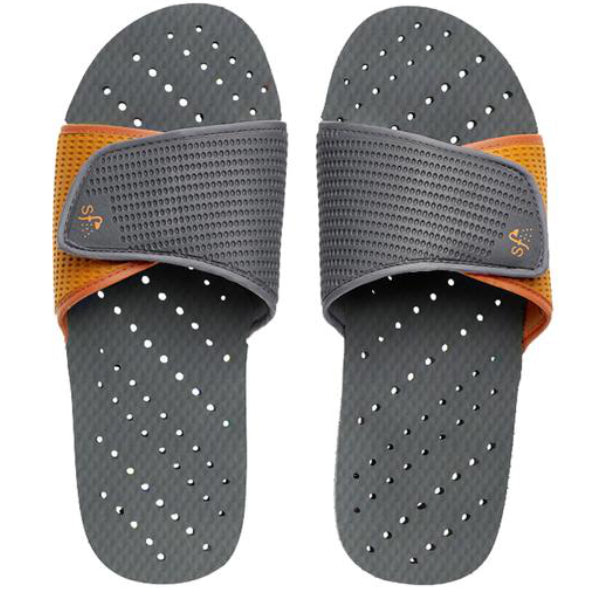 Grey and orange women's shower shoes by Showaflops