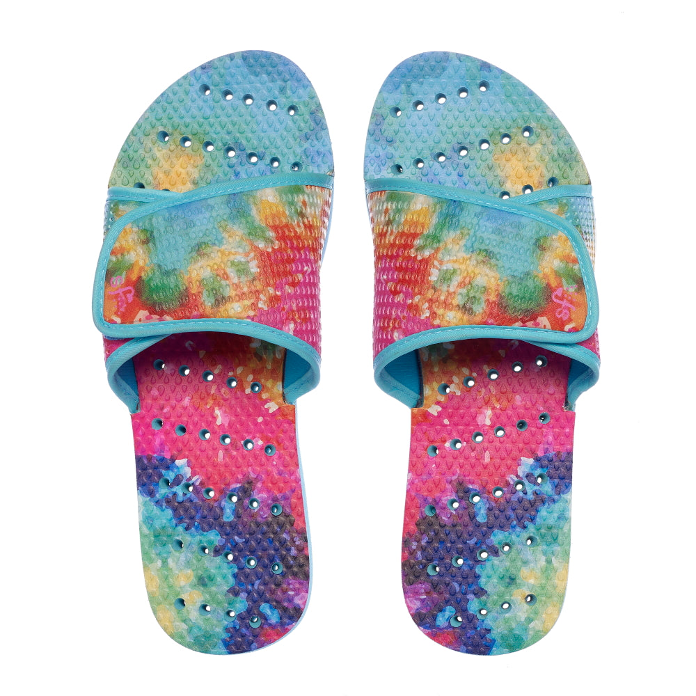 Women s Anti Slip Sandals Bright Tie Dye Slide by Showaflops